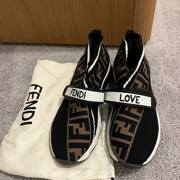 FENDI Stretch Yarn FF Stiff Band Rockoko Sneakers Size 37 - Picture 2 of 3